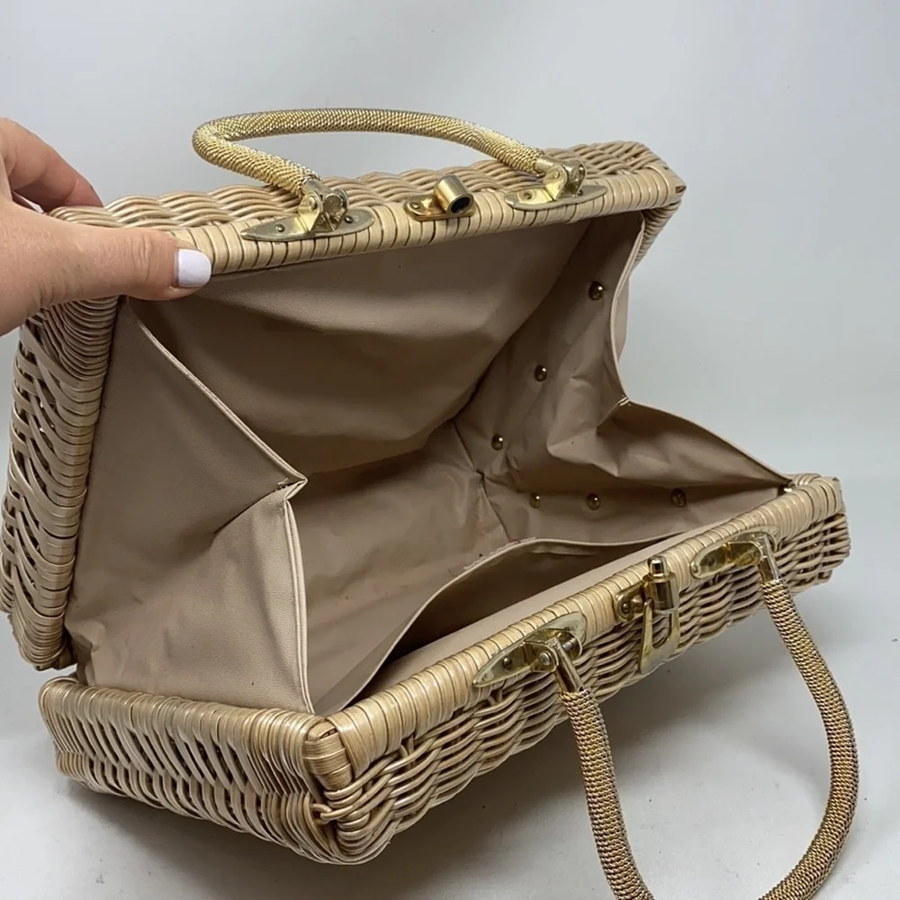 Vintage Structured Large Rectangle Woven Purse